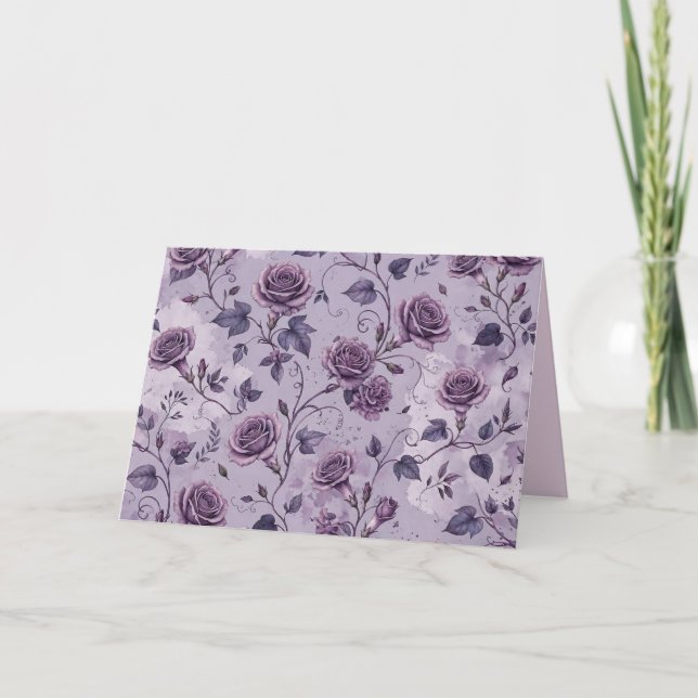 Cartão Rosa Lavanda Empoeirada Tons Sonhadores Florais  (Frente)