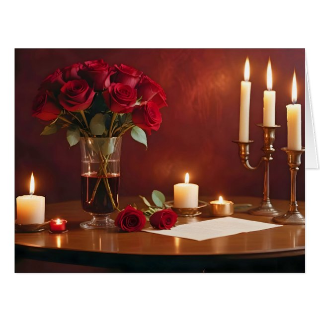 Cartão Rosa Love Tender Romântico Belo Presente (Frente horizontal)