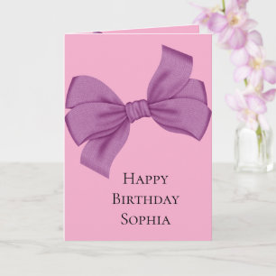 Cartão Rosa Menina Arco Roxo Aniversário