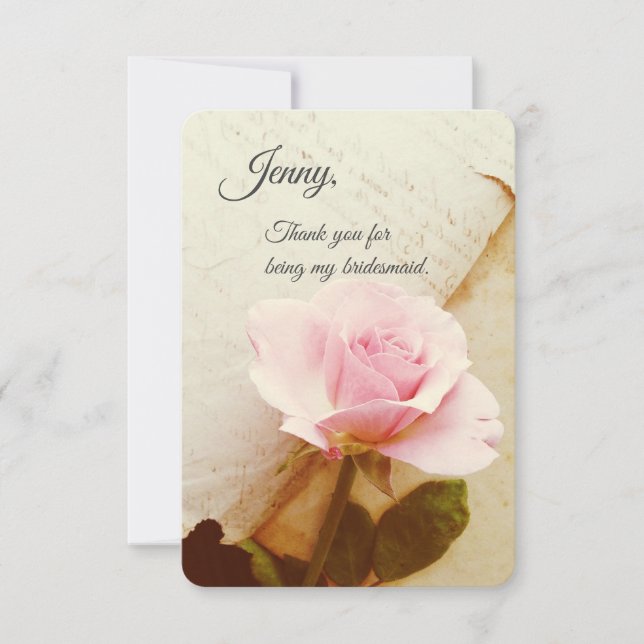 Cartão Rosa nas páginas do livro de colheita (Frente)