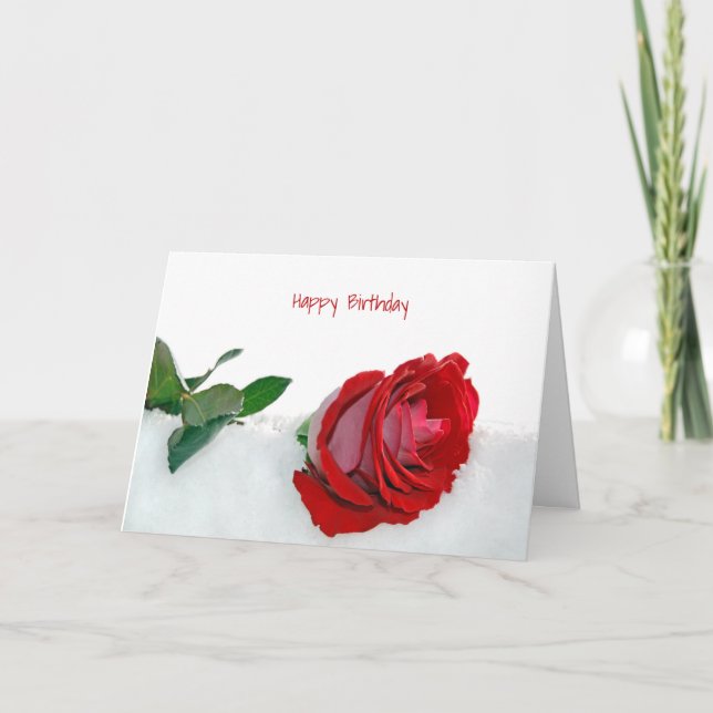 Cartão rosa no aniversário da neve (Frente)