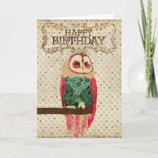 Cartão Rosa Owl Birthday Card