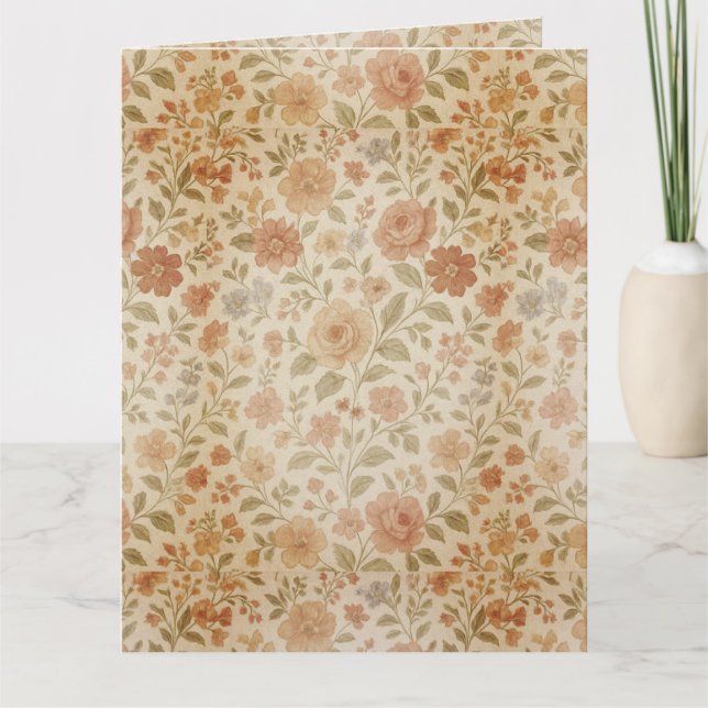 Cartão Rosa Pêssego Vintage (Frente)