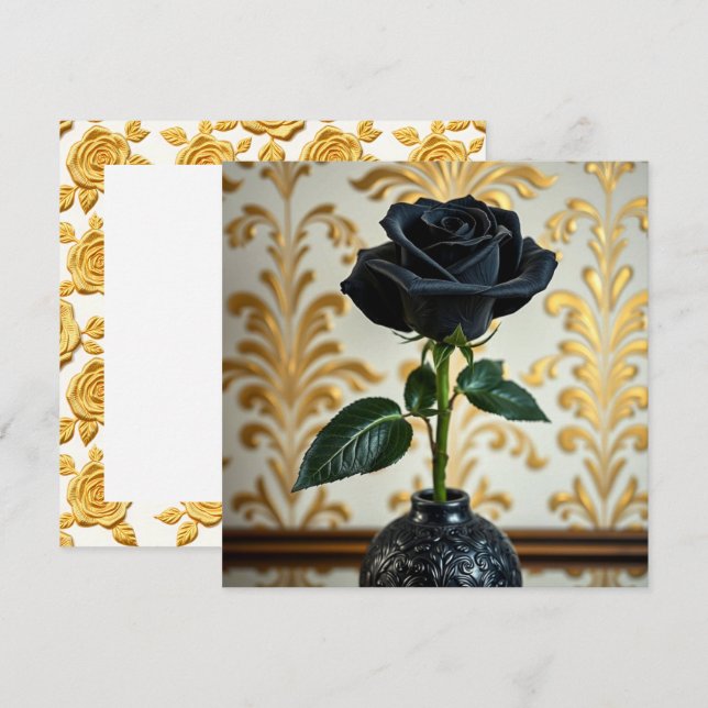 Cartão Rosa preto e Vazio Dourado (Frente/Verso)