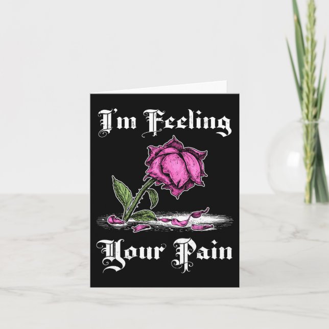 Cartão Rosa Rosa em Desespero Texto Branco (Frente)