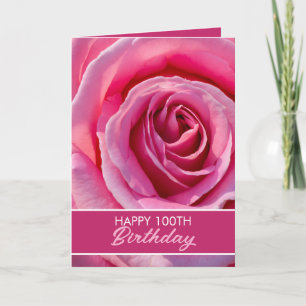 Cartão Rosa Rosa Rosa Floral 100º Aniversário