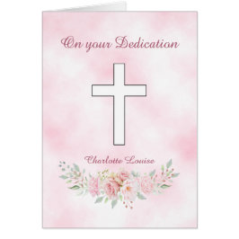 Cartão Rosa rosa rosa floral rapariga cristã Dedicação