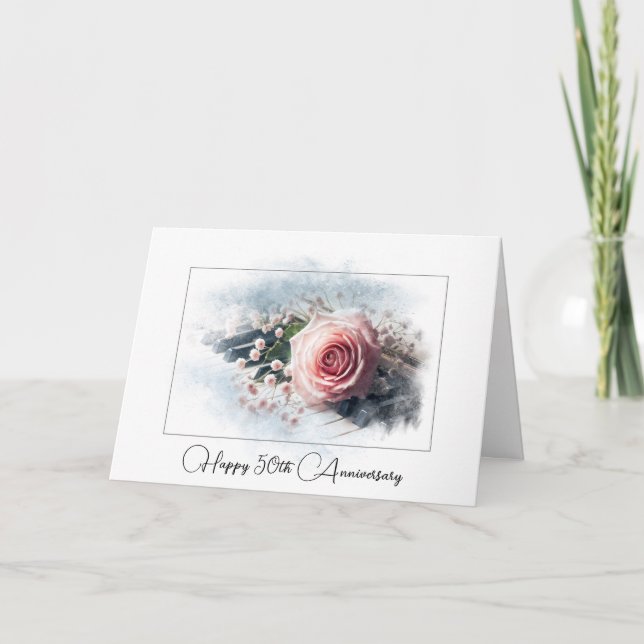 Cartão Rosa Rosa Rosa Rosa Rosa Rosa No Piano Durante 50  (Frente)