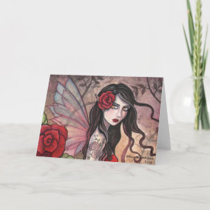 Cartão Rosa vermelha Fairy Greeting Card de Molly Harriso