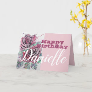 Cartão Rosa vermelha Flor Feliz Aniversário Mulheres Nome