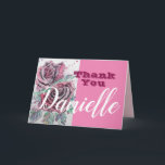 Cartão Rosa vermelha Flor Feliz Mulher Nome Obrigado<br><div class="desc">Rosa vermelha Flor Aquarela e Cartões de agradecimentos de Nome Feliz das Mulheres de Tinta. Um cartão muito bonito para quem você ama. Dê-o por qualquer razão. Talvez um obrigado, um Aniversário ou Só por causa! Projetado e pintado por mim a partir de uma das minhas pinturas originais de aquarela....</div>