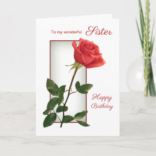 Cartão Rosa vermelha Irmã Birthday