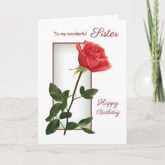 Cartão Rosa vermelha Irmã Birthday
