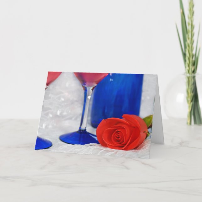 Cartão rosa vermelha no local com (Frente)