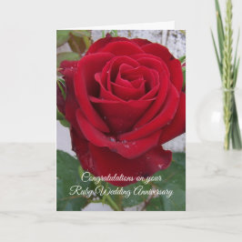 Cartão Rosa vermelha Personalizada 40º Aniversário de Cas