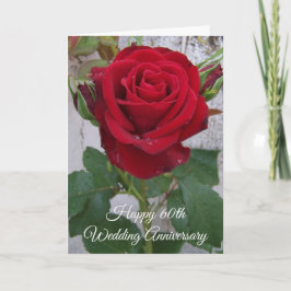 Cartão Rosa vermelha Personalizada 60º Aniversário de Cas