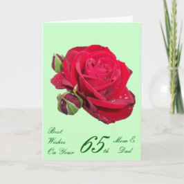 Cartão Rosa vermelha Personalizada 65º Aniversário de Cas