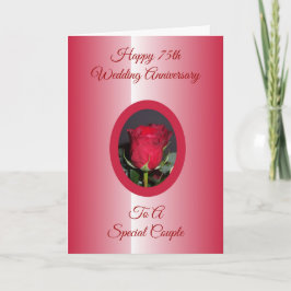 Cartão Rosa vermelha Personalizada 75º Aniversário de Cas