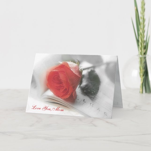 Cartão Rosa vermelha - Placa do Dia de as mães (Frente)