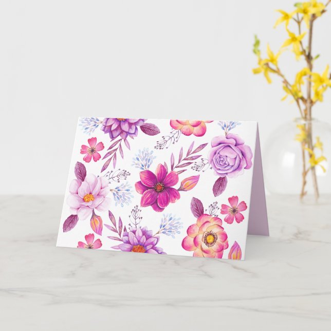 Cartão Rosa violeta (Flor Amarela)