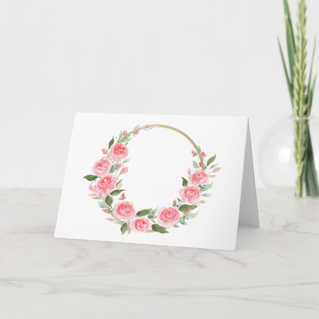 Cartão Rosa Wreath, personalizável (Frente)