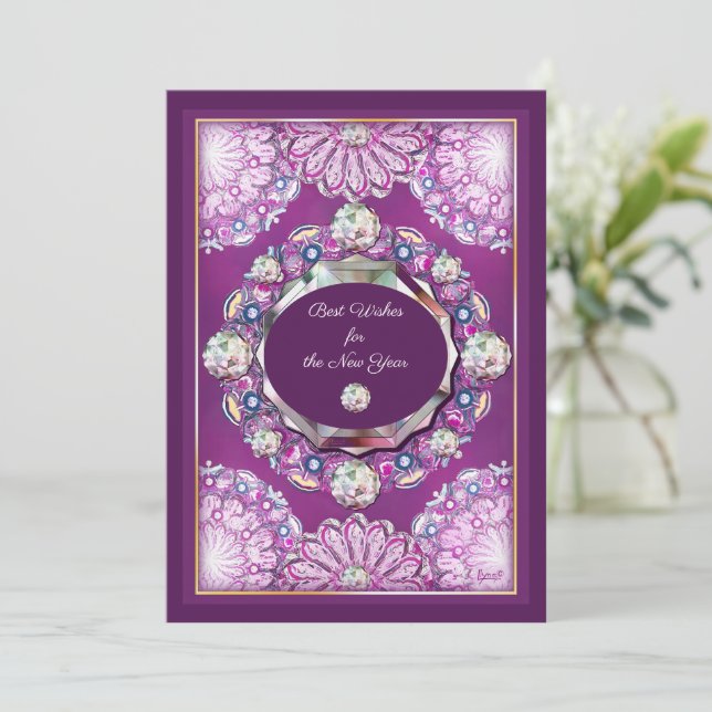 Cartão Rosace vermelho cardinal (Em pé/Frente)