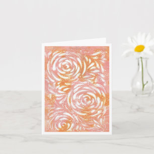 Cartão Rosas abstrato em coral e rosa