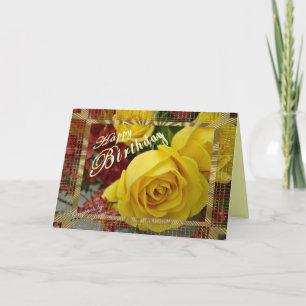 Cartão Rosas Amarelas Personalização de Aniversário