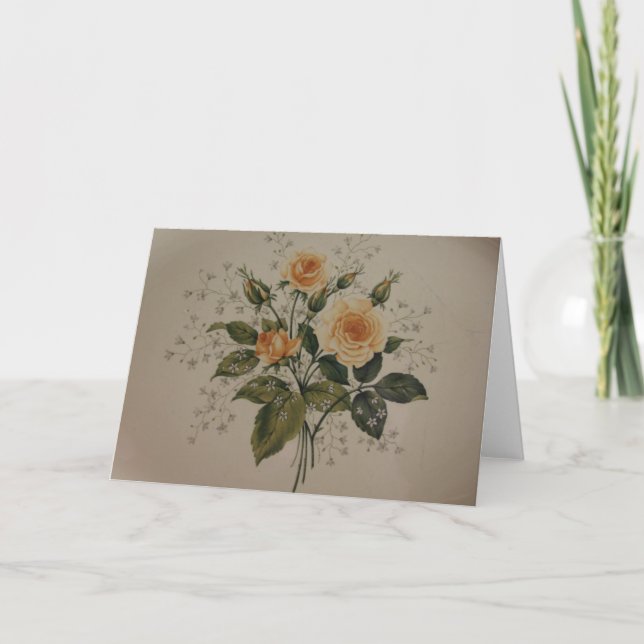 Cartão Rosas Amarelas Vintage (Frente)