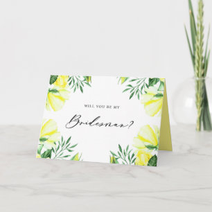 Cartão Rosas Amarelos De Aquarela Você Será Minha Porta-P