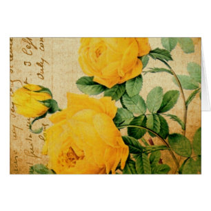 Cartão Rosas amarelos do vintage