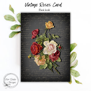 Cartão Rosas Antigas em Quadro-Negro Antigo
