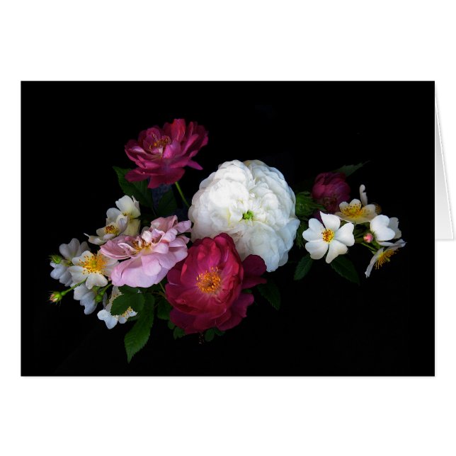 Cartão Rosas antiquados (Frente Horizontal)