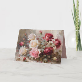 Cartão Rosas Aquarela Em Branco Personalizável