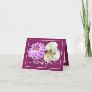 Cartão Rosas brancas e Dahlia cor-de-rosa Buquê Floral Ob