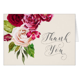 Cartão Rosas Burgundy/Cream Wedding Obrigado ID584