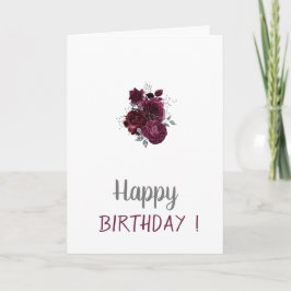 Cartão Rosas Burgundy de Aniversário