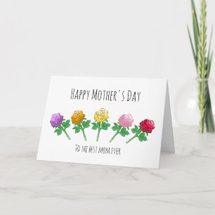 Cartão Rosas coloridas para a melhor mãe