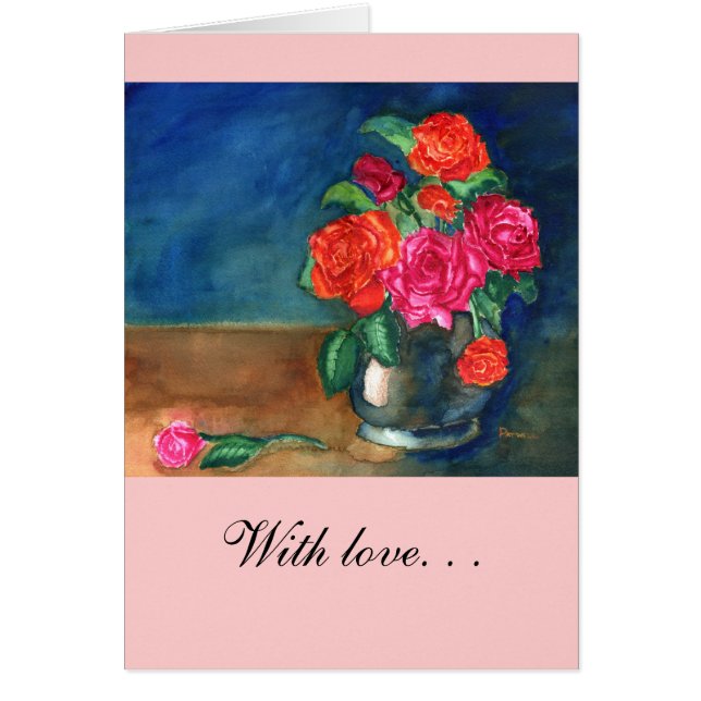 Cartão Rosas com amor. . (Frente)