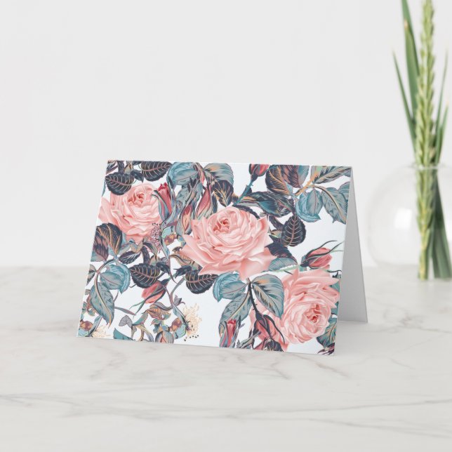 Cartão rosas cor de pêssego obrigado você (Frente)