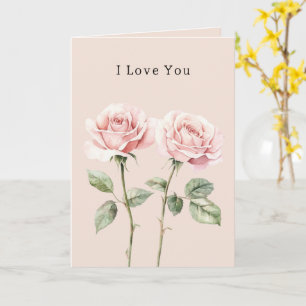 Cartão Rosas Cor-de-Rosa Amor Floral