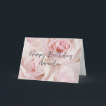 Cartão Rosas Cor-de-Rosa Antigas & Renda Elegante - Anive<br><div class="desc">Cartão de aniversário com uma fotografia de um buquê de rosas cor-de-rosa colocado em uma configuração coberta de renda. Elegância antiga.</div>