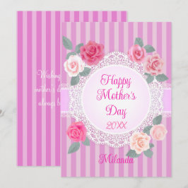 Cartão Rosas Cor-de-Rosa Feliz Dia das Mães