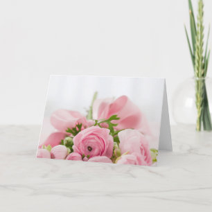 Cartão Rosas Cor-de-Rosa para Casamento