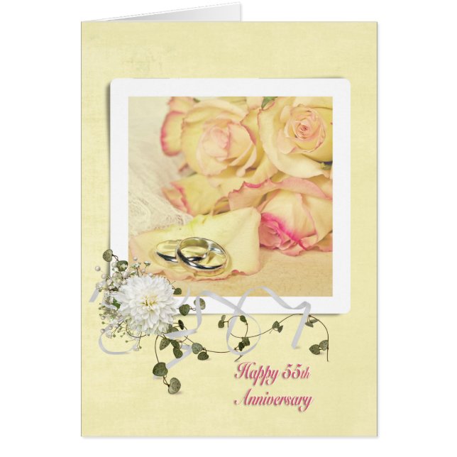 Cartão rosas de 55 anos de casamento (Frente)