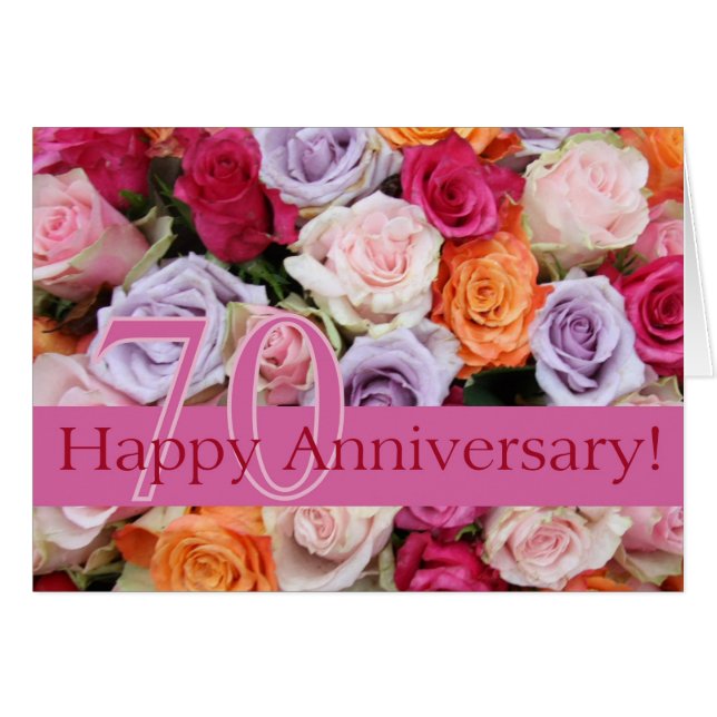 Cartão Rosas de 70 Feliz (Frente Horizontal)