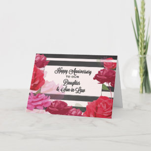 Cartão Rosas de Aniversário de Casamento da Filha e do Ge