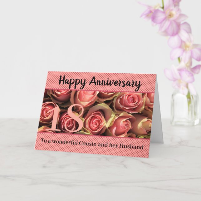 Cartão Rosas de aniversário de casamento totalmente perso (Orquídea)