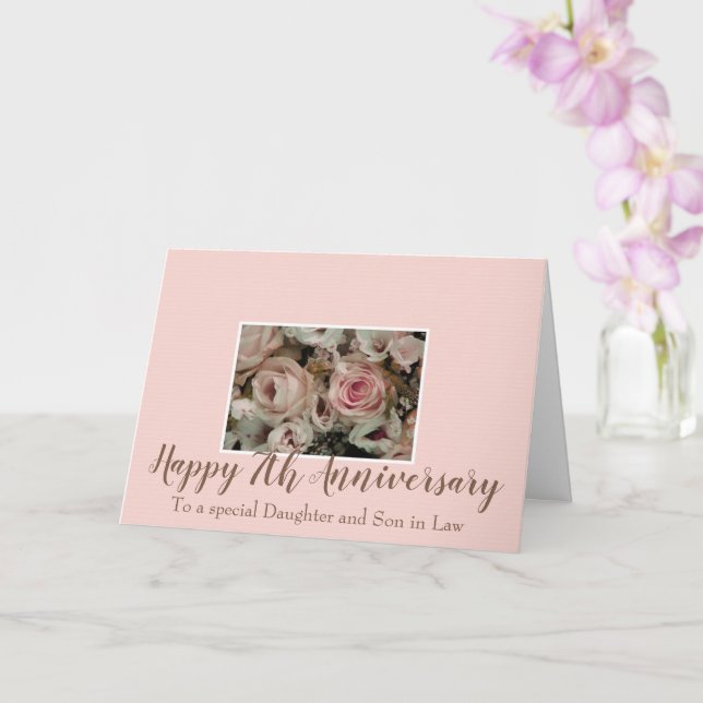 Cartão Rosas de aniversário de casamento totalmente perso (Orquídea)