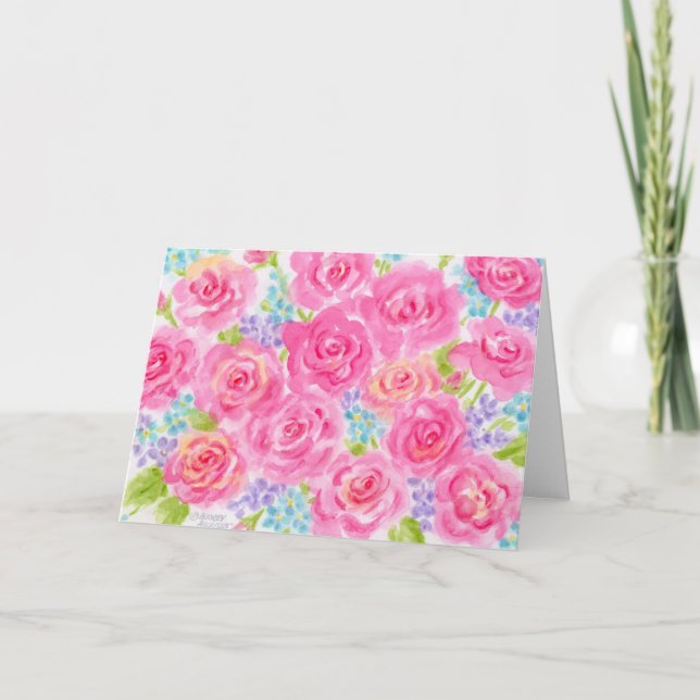 Cartão Rosas de aniversário pensando em você belo dia (Frente)